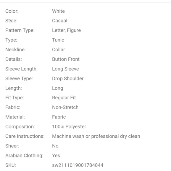 SHEIN Figure & Letter Graphic Drop Shoulder White Button Down Size M - Picture 6 of 12